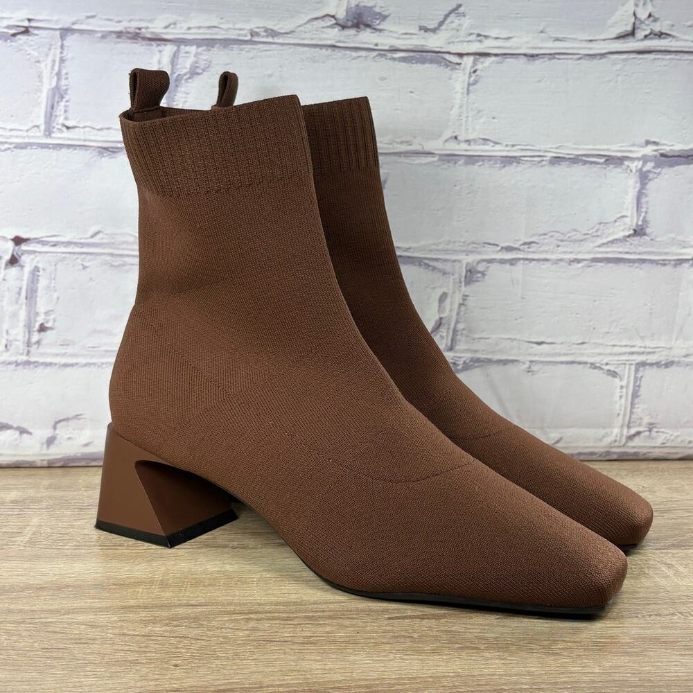 Vivaia Regina Pro Brown Square Toe Block Heel Boots 42 US 10.5 Water Repellant
